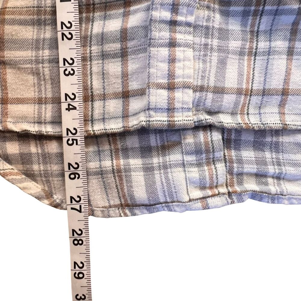 Marmont Womens Flannel Button Back Plaid Shirt Top Blouse Medium Gray Up Cabin - Picture 9 of 11